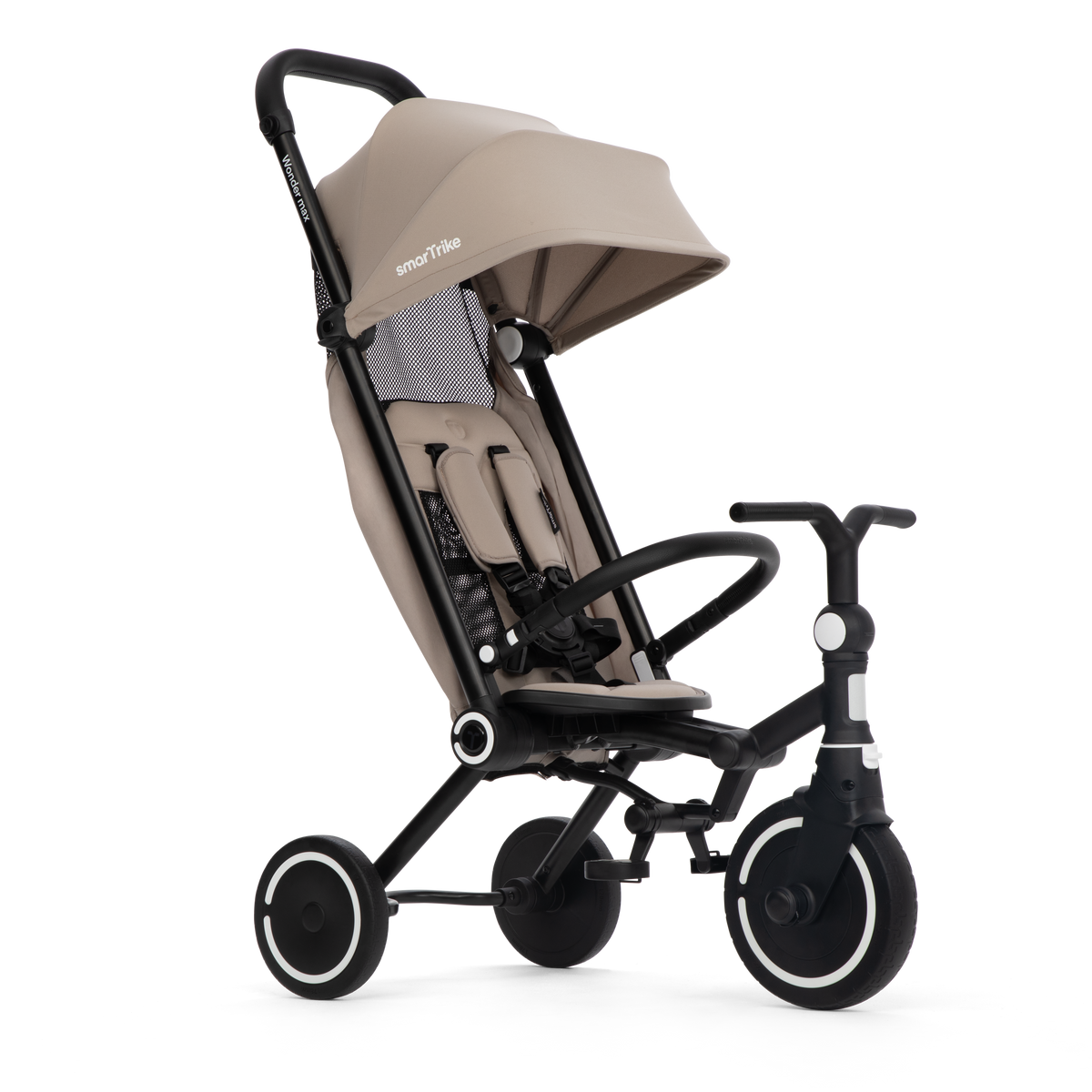 smarTrike Wonder Max - Stone Beige open, ready to push