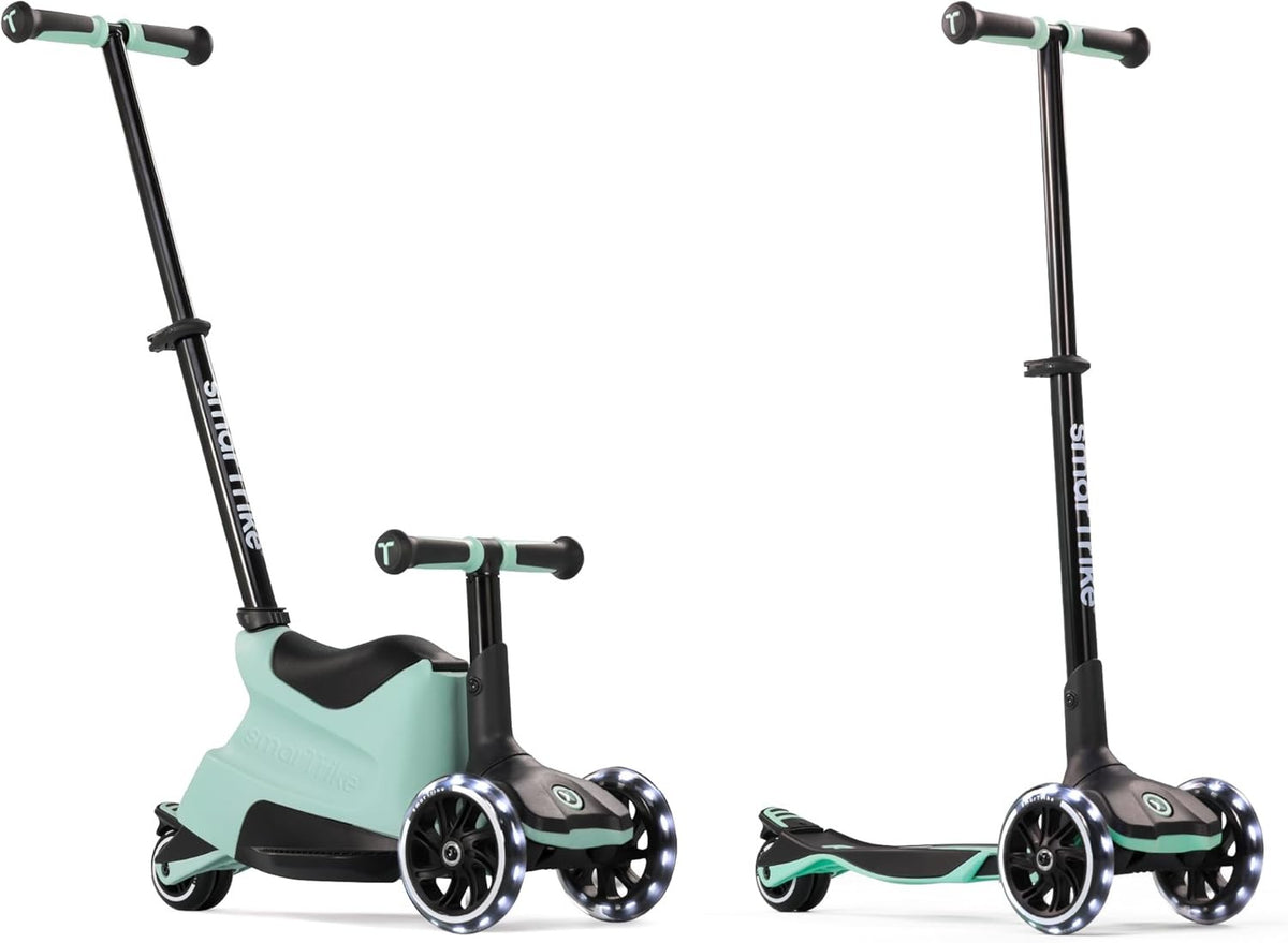 SmarTrike Xtend teal ride-on scooter with adjustable handlebar and sturdy wheels for young children.