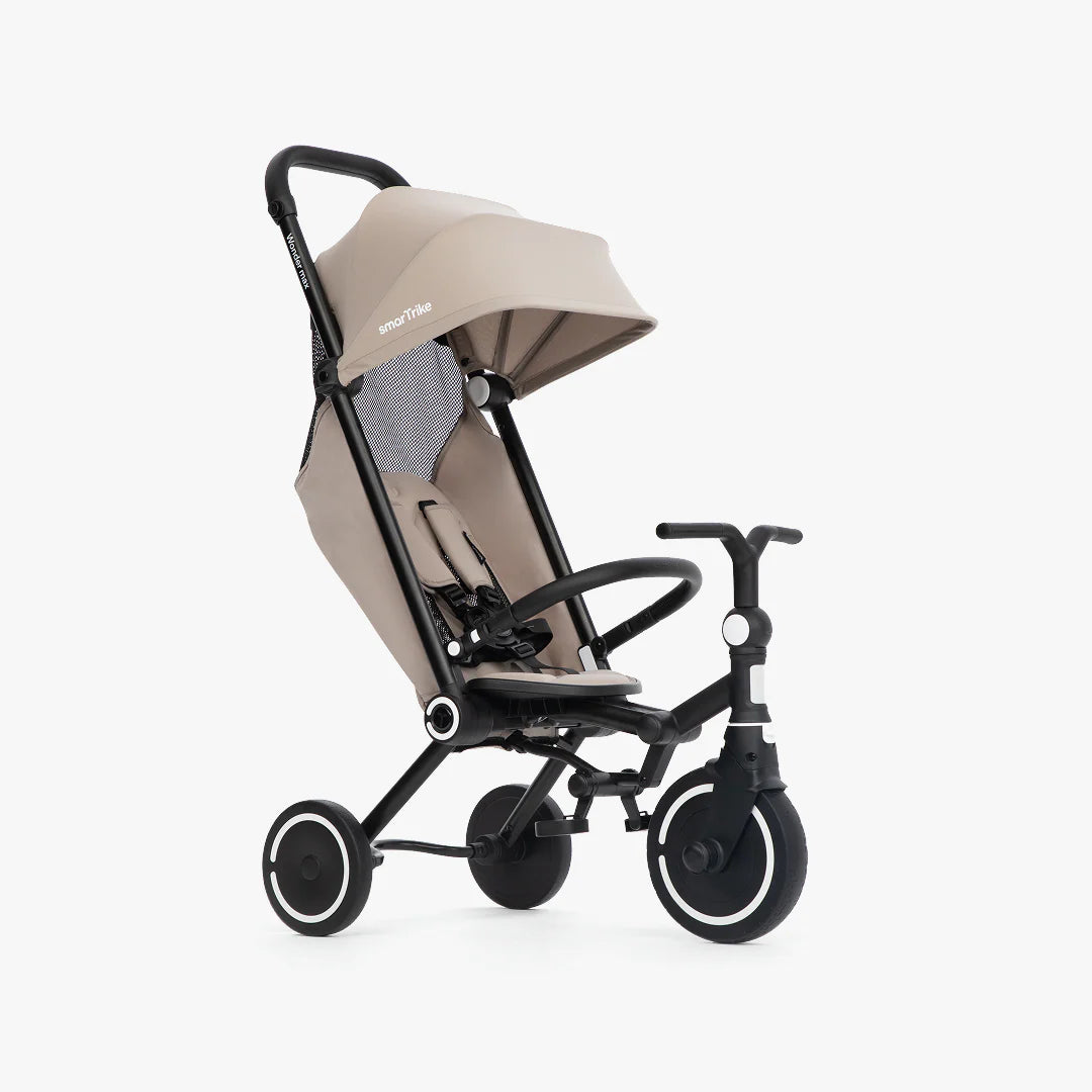 smarTrike Wonder max stroller trike in Stone Beige with the seat reclined